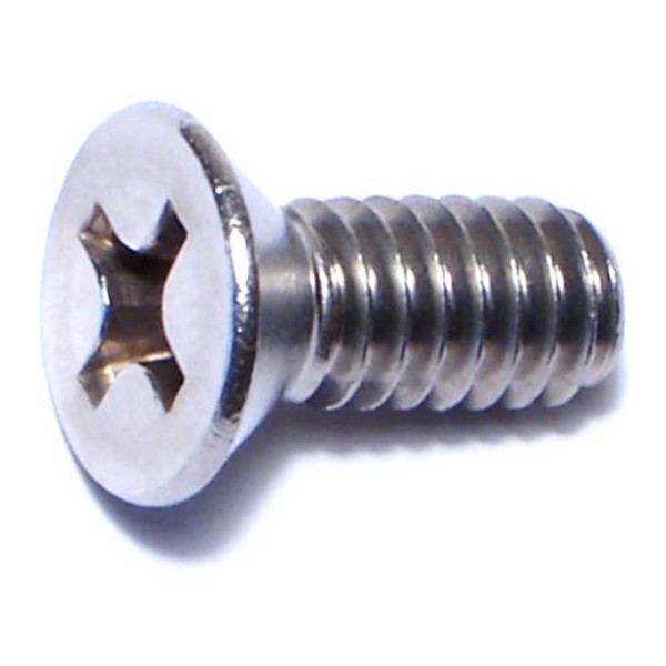 Midwest Fastener 1/4"-20 x 5/8 in Phillips Flat Machine Screw, Plain Stainless Steel, 100 PK 07202